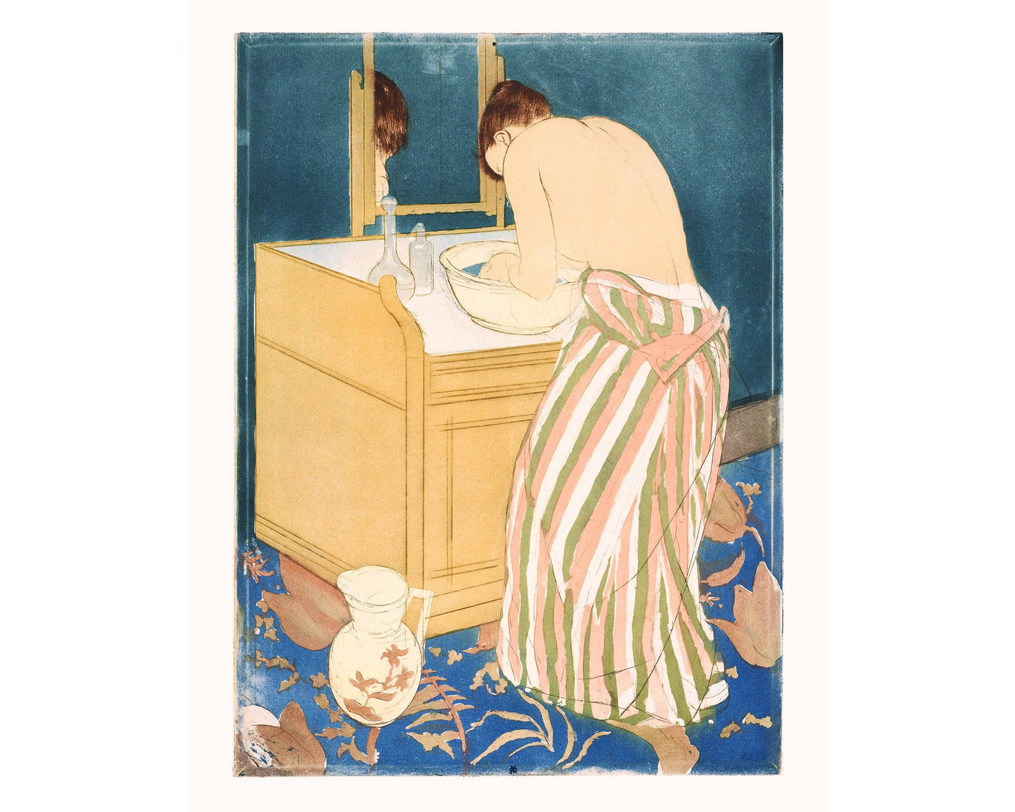 Vintage woman bathing painting by Mary Cassatt