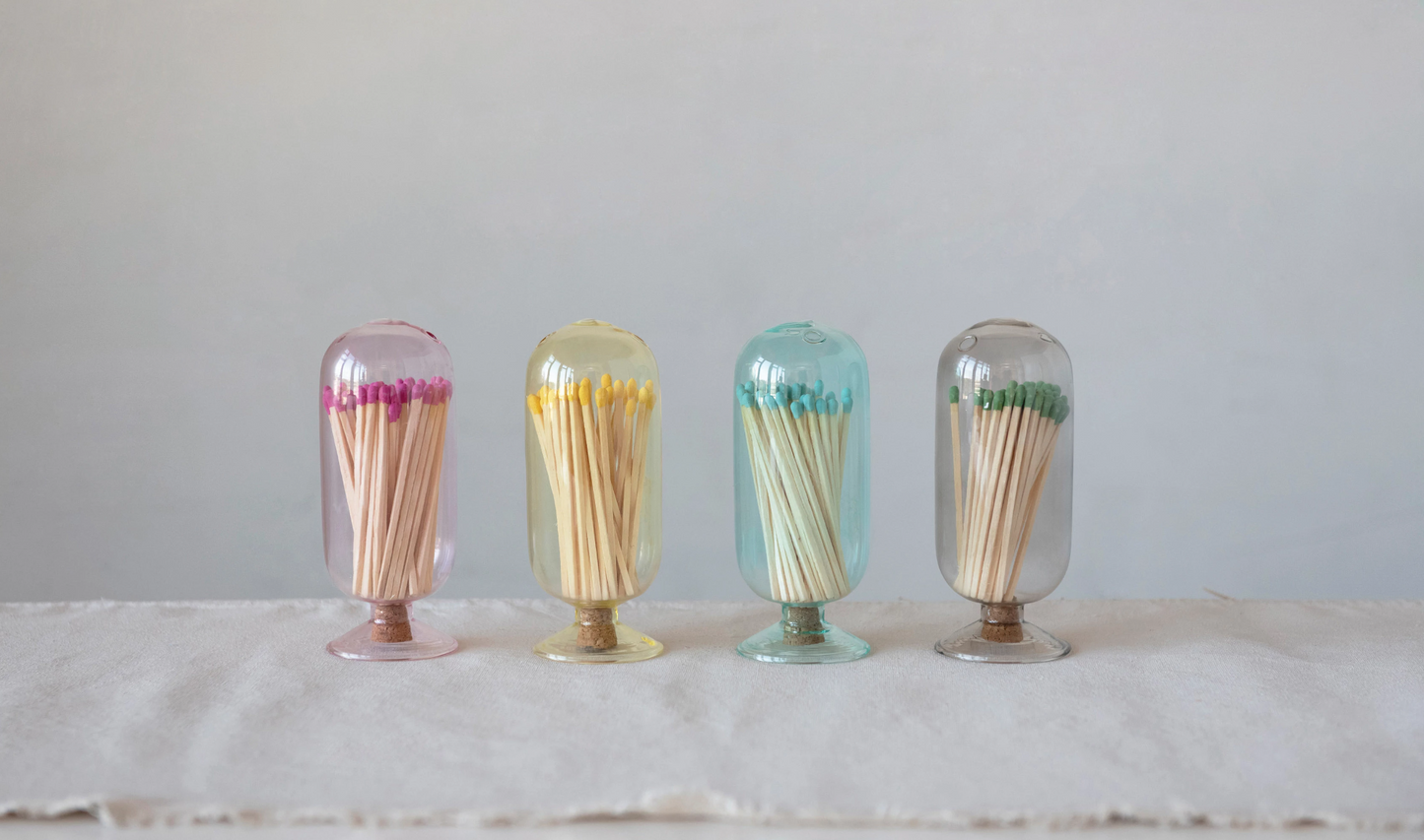 Festive Glass Match Holders - Four Colors