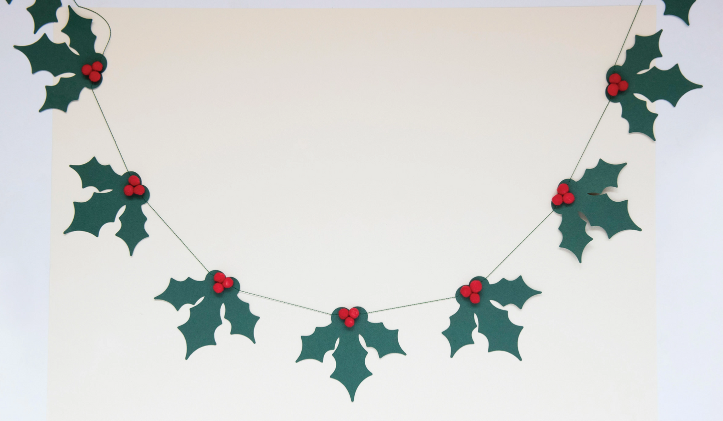 Paper Holly and Pom Pom Berries Garland
