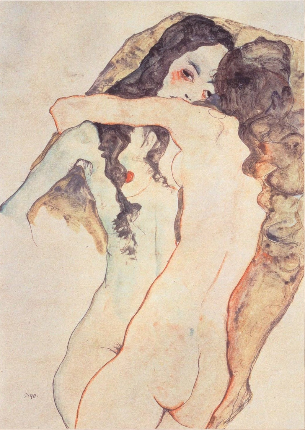 Two Women Embracing 1911 Egon Schiele Print