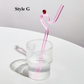 Artistry Glass Straws--Pink Squiggle