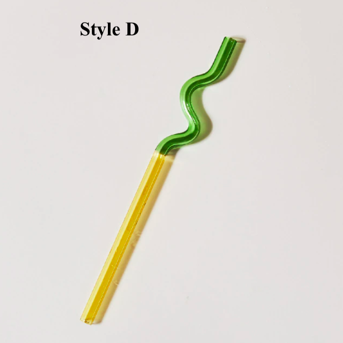 Artistry Glass Straws--Green and Yellow Scallop