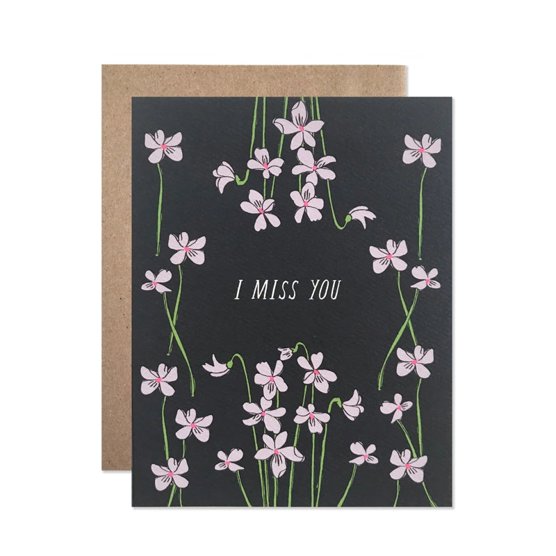 Missing You with Violets Card